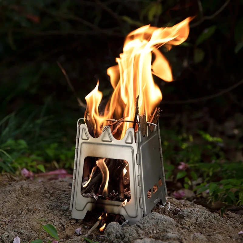 Ultralight Titanium Brazier Firewood Stove Folding Wood Alcohol Burner Portable Bonfire Outdoor Heater Camping Furnace