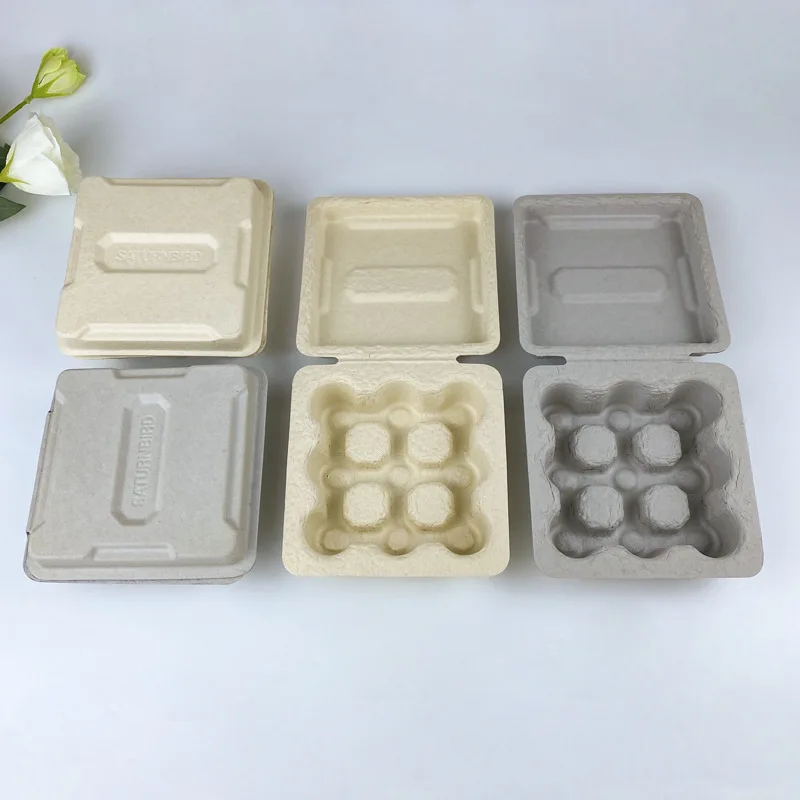 Биоразлагаемая формованная коробка для бумажной целлюлозы Bento кофейные капсулы одноразовая раскладная упаковка кофейных капсул