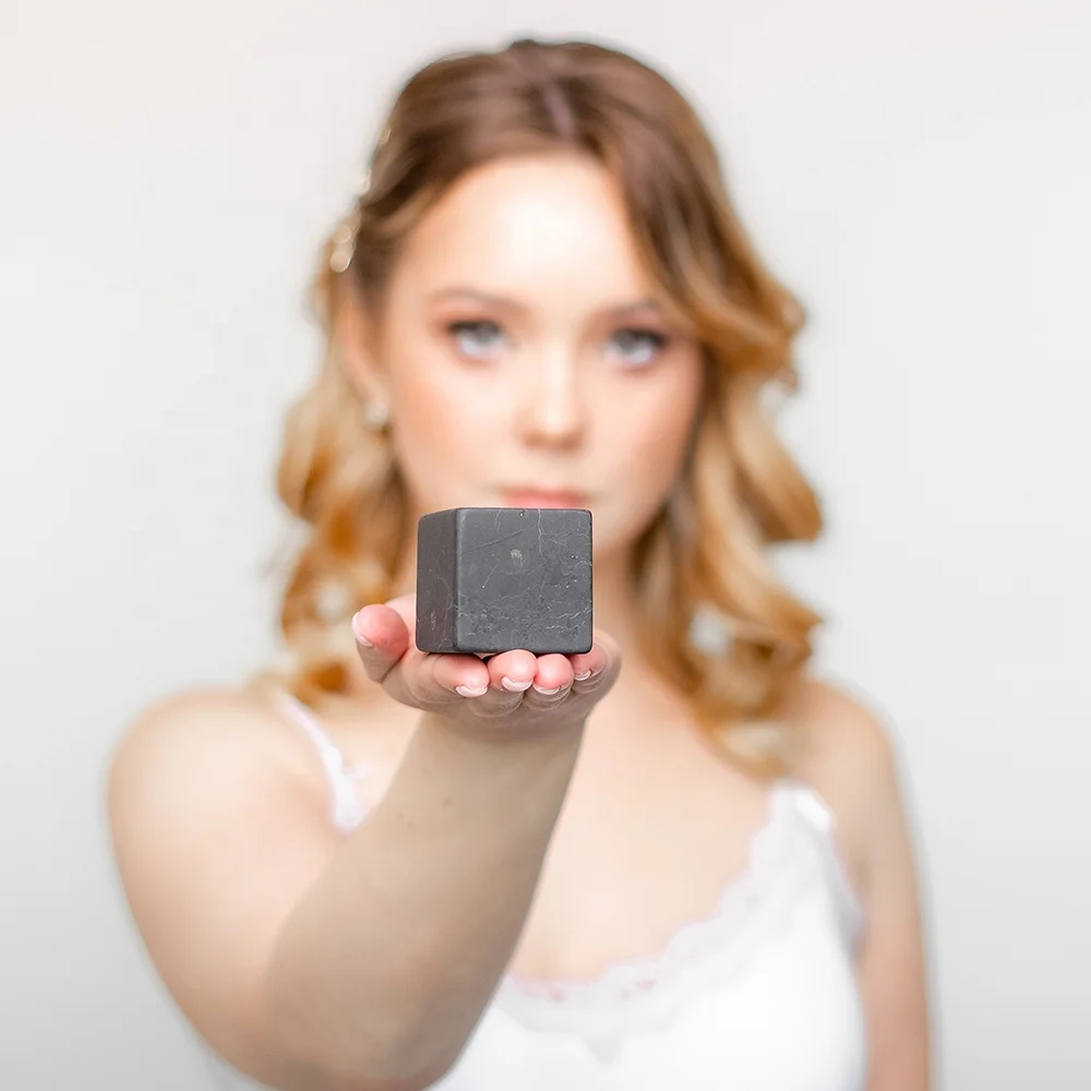 Wholesale Natural Shungite Black Stones Direct from Russian Manufacturer, Unpolished Cubes/Blocks, 4cm (1.57 Inches), Low Prices