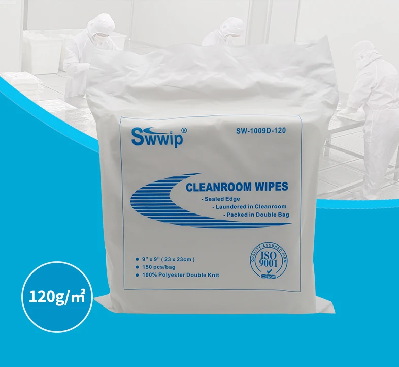 120gsm Cleanroom Double Knit Polyester Dry Cleaning Wipes 9 x9