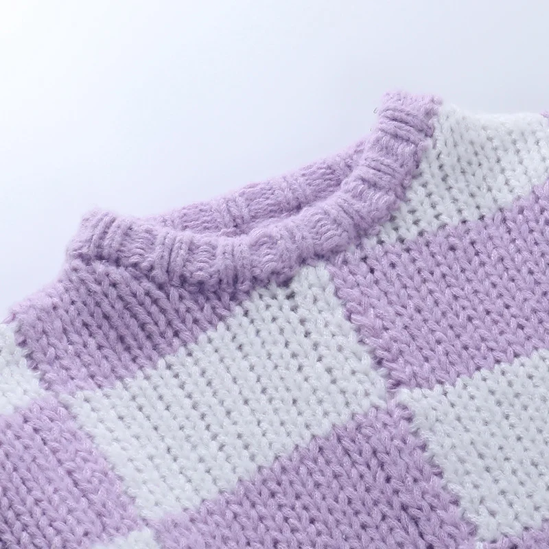 Женские свитера 2021 зимний клетчатый Вязаный топ с длинными рукавами пуловер Свободный укороченный вязаный свитер свитера с вырезом лодочкой женские топы