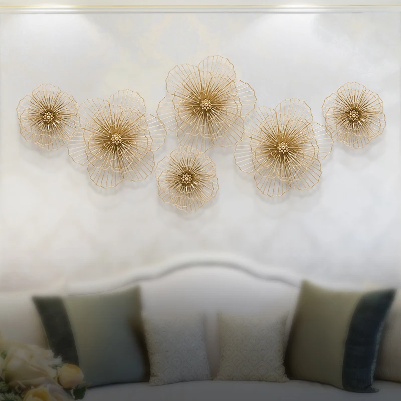Небольшое металлическое украшение для стен с вырезами и цветами художественное Золотое интерьерное современный роскошный домашний Настенный декор