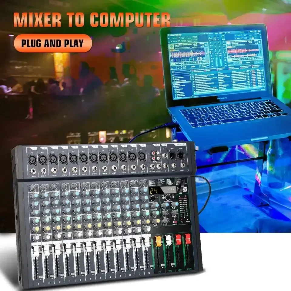 FG12 12-канальный звуковой консоли микшер сценический контроллер цифровой DJ домашний KTV аудио