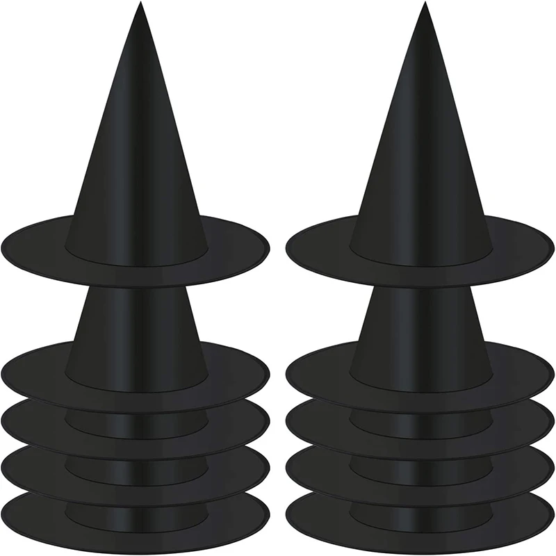 wholesale Black Witch Hat Halloween Cosplay Costume Accessory Pointed Wizard Hat Party Witches Hats