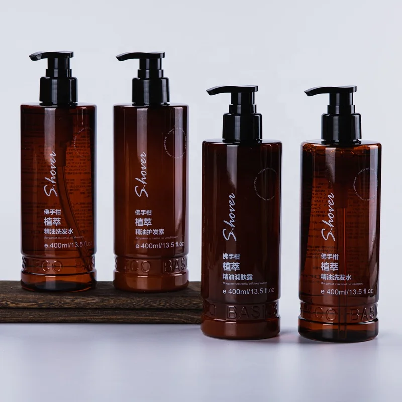 Private Label Biodegradable Hotel Guest Amenities set Hotel Cosmetics Shampoo Hair conditioner Shower gel in Bottle and Tube