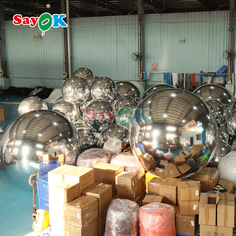 Custom Event Decoration PVC nightclub Inflatable balloon Disco party wedding gold silver Floating Sphere Inflatable Mirror Ball