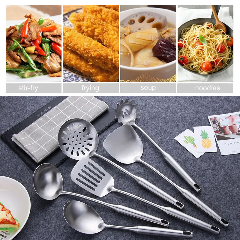 7pcs Customized food grade accessories tools kitchenware cooking cookware set stainless steel kitchen utensils