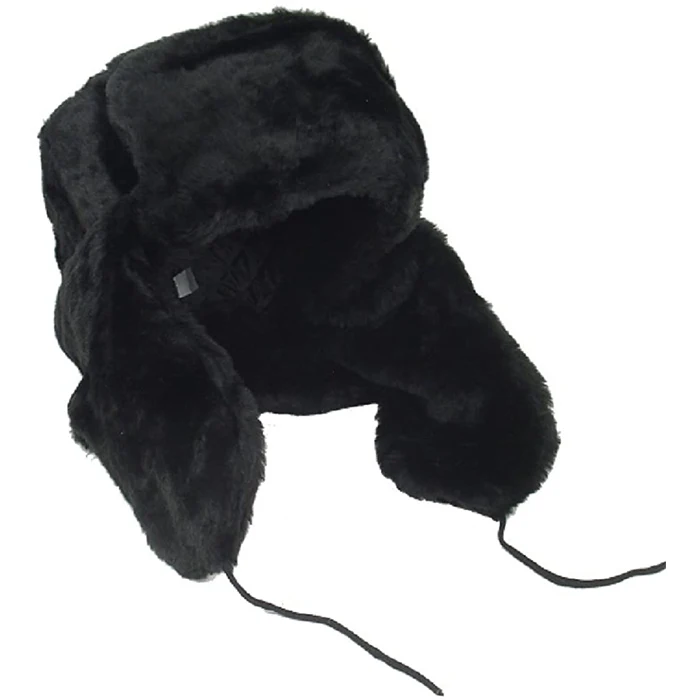 Wholesale Ushanka Azhna Russian Ushanka Ear-flap Hat Size 55-64 Faux Fur Black Color