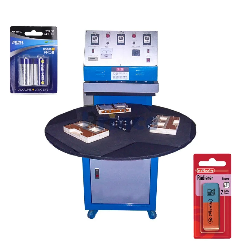 Automatic Blister Packing Machine Rotary Pneumatic Turntable Type Cardboard Paper Battery Hardware Sealing Packaging Machine