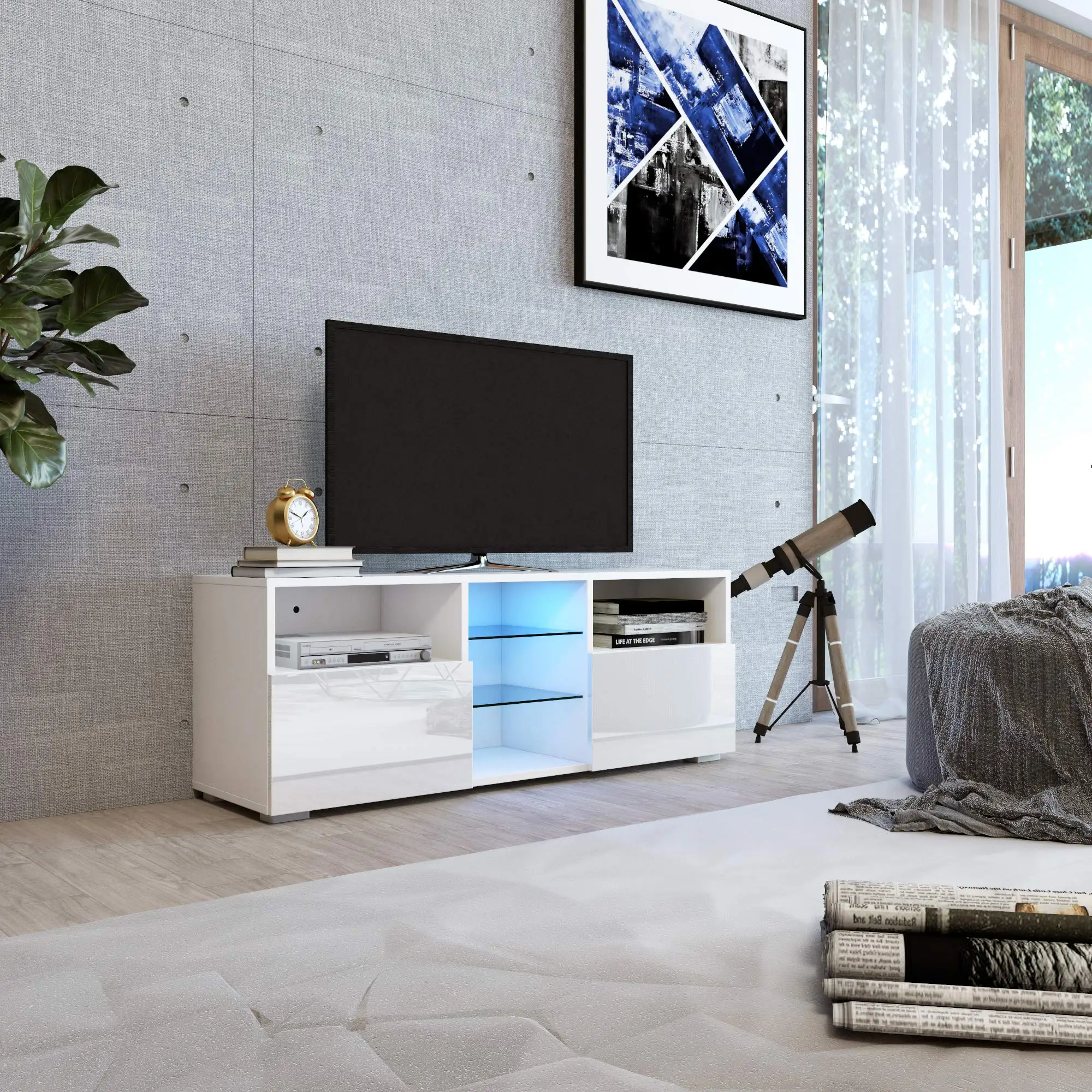 Living room furniture set Modern floating  tv wall unit cabinet display shelf