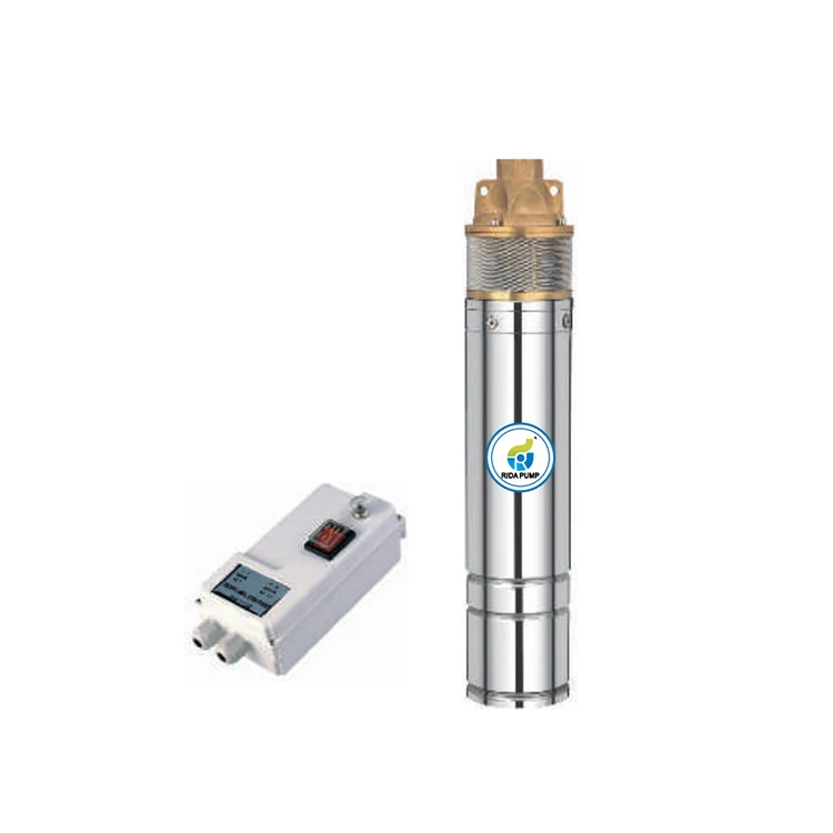 RIDA 10M - 120M Single Phase DC AC Motor Deep Well Submersible Pump For Water Supply