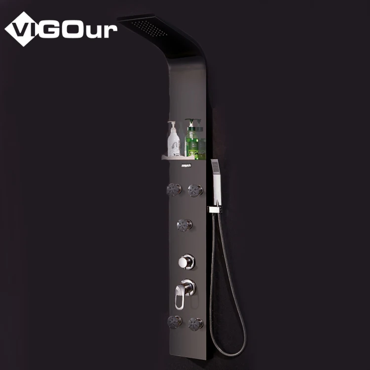 Wall mounted bathroom  smart shower panel stainless steel rain shower