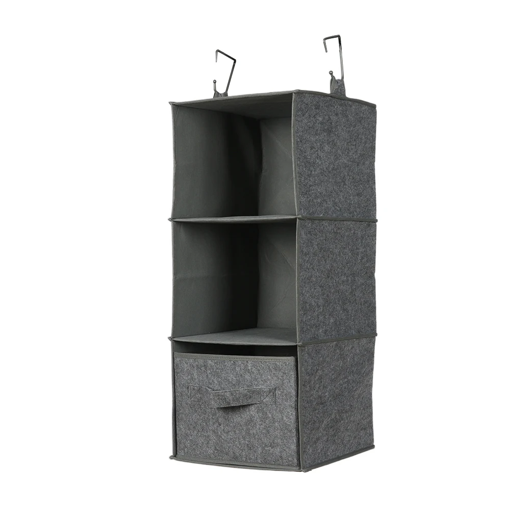 Eco friendly reusable folding soft closet organizer felt box custom design hanging closet organizer with lids