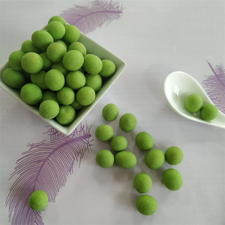 
Hot Sell Wasabi Roasted Coated Peanuts Round Shape Office Snacks 