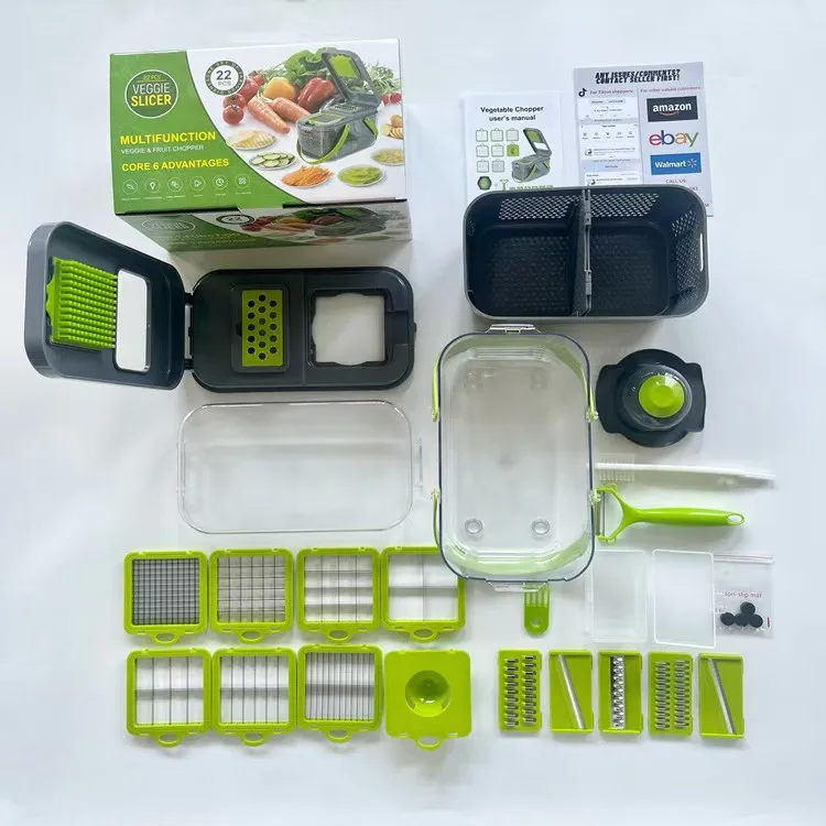 Multifunctional  16 in 1 Handheld Onion Cutter Fruits Slicer Potatoes Press Peeler Manual Vegetable Chopper Garlic Crusher