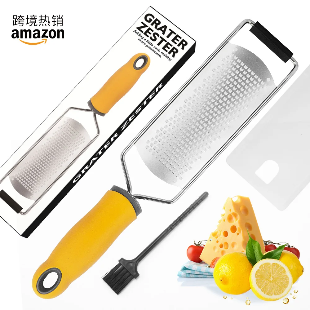 Stainless steel wide premium lemon zester and cheese grater with handle parmesan,citrus,lime,ginger,garlic,fruit