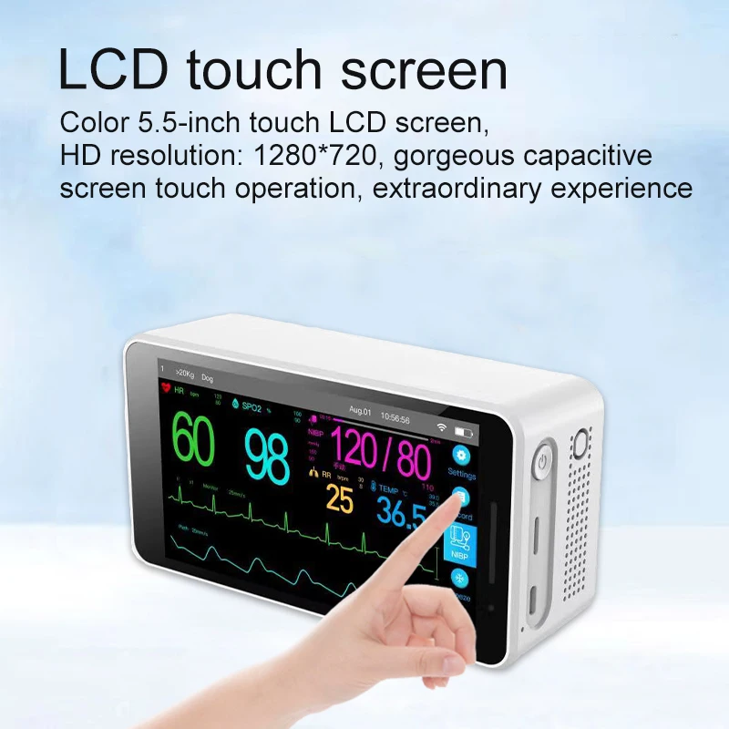 Professional Vet Monitor SpO2 blood pressure pulse rate blue tooth portable animal monitoring blood pressure Veterinary pet