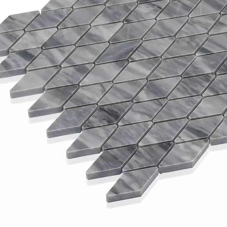 Diamond Shape Bardiglio Grey Marble Mosaic Tiles for Kitchen Backsplash Decoration