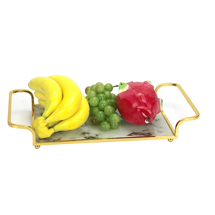 HELI Gold Mirror Tray Home Decor Marble Vanity Luxury Perfume Decorative Mirrored Tray