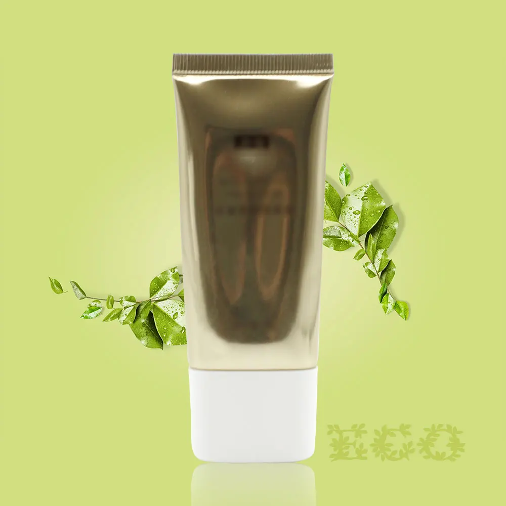 Custom Super Flat Plastic Aluminum Laminated Gold Cosmetic Packaging Face Wash Hand Cream Sunscreen Concealer Soft Squeeze Tube