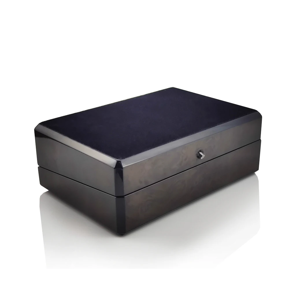 Guangdong factory direct top quality custom cosmetic decorative piano lacquer glossy wooden package box wood gift box wholesale