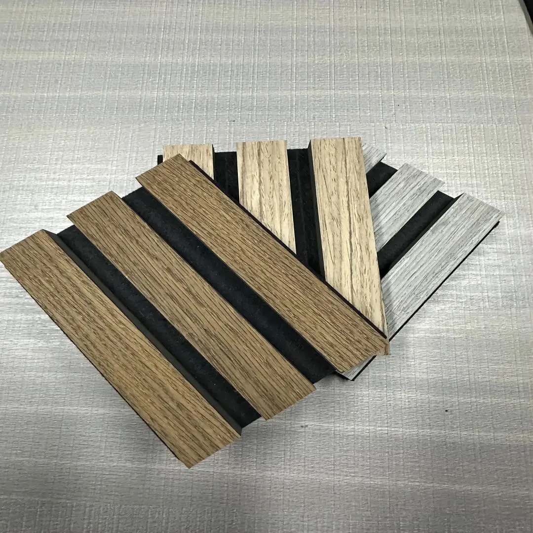 KASARO New luxury mdf ceiling slat sound absorption wood wall acoustic panels for living room