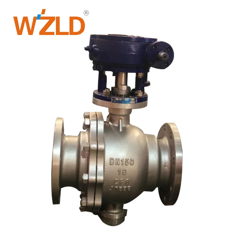 WZLD China API 6D Worm Gear Stainless Steel Ball Valve DN150 Pn16 Flange Trunnion Mounted Ball Valve