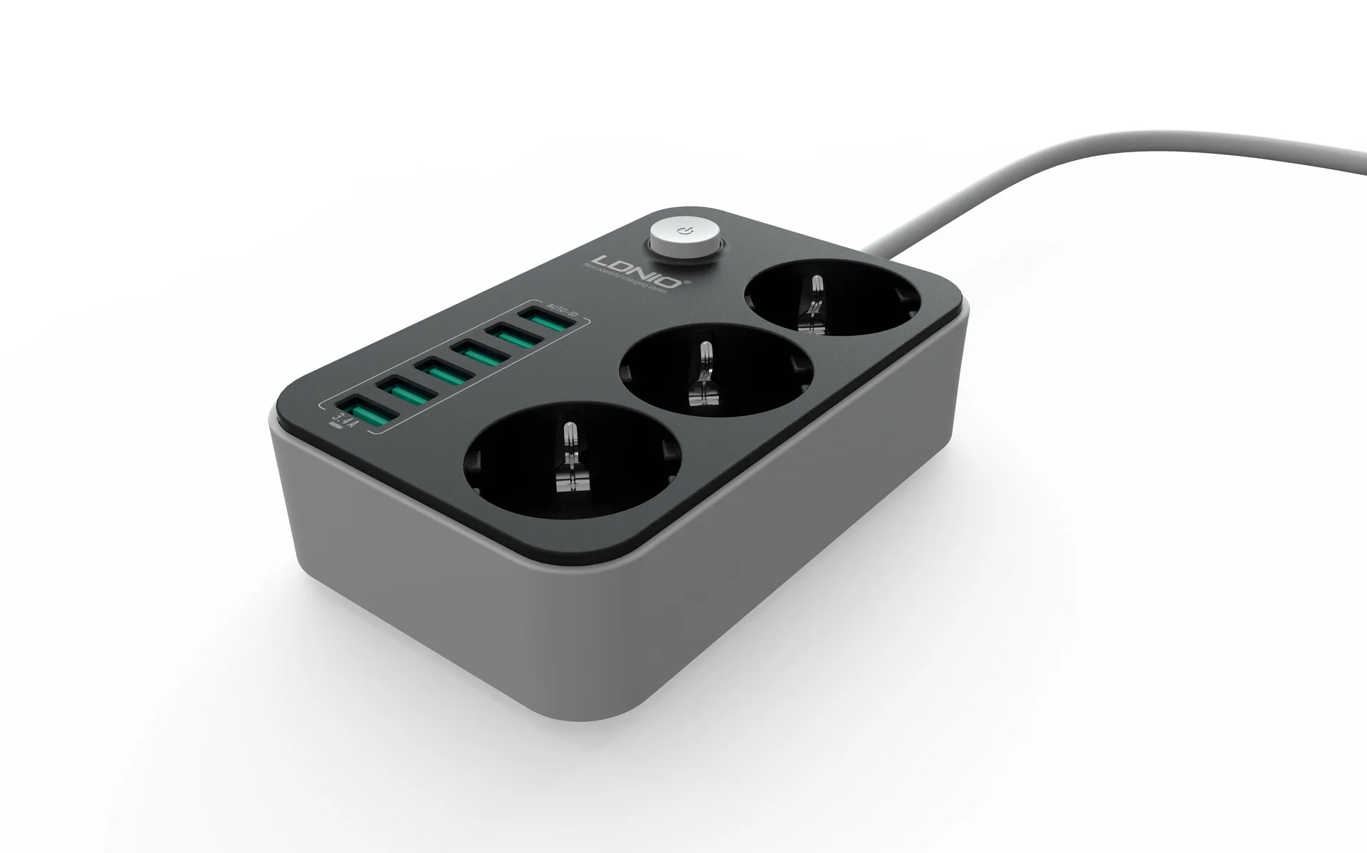 LDNIO Лидер продаж EU мощность полосы 3 WAY POWR пропилен-каучука прокладки с 6 портами USB устройство защиты от перенапряжения питания