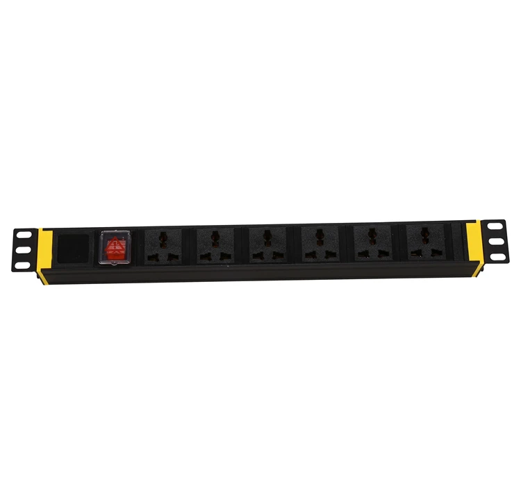 Yosun Good selling 16A switch 1U universal PDU 6 way  PDU rack mount PDU sockets for cabinet switch 2M lead