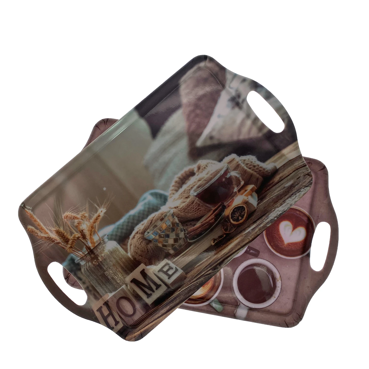 Manufacturer Direct Non Slip Coffee Serving Tray Custom Print Melamine Tea Tray