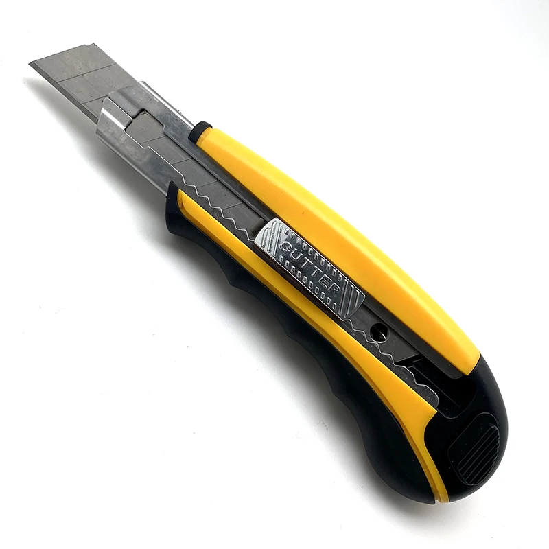 Office Utility Knife Heavy Duty 18mm Blade Auto Loading Design Plastic Rubber Grip Paper Trimming Stationery RX70841