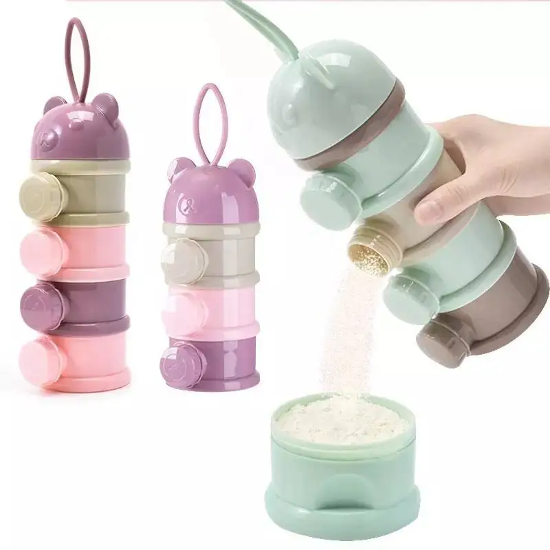 3/4 Layers Portable Non-Spill Stackable Baby Snack Storage case Milk Powder Formula Dispenser Container for Travel