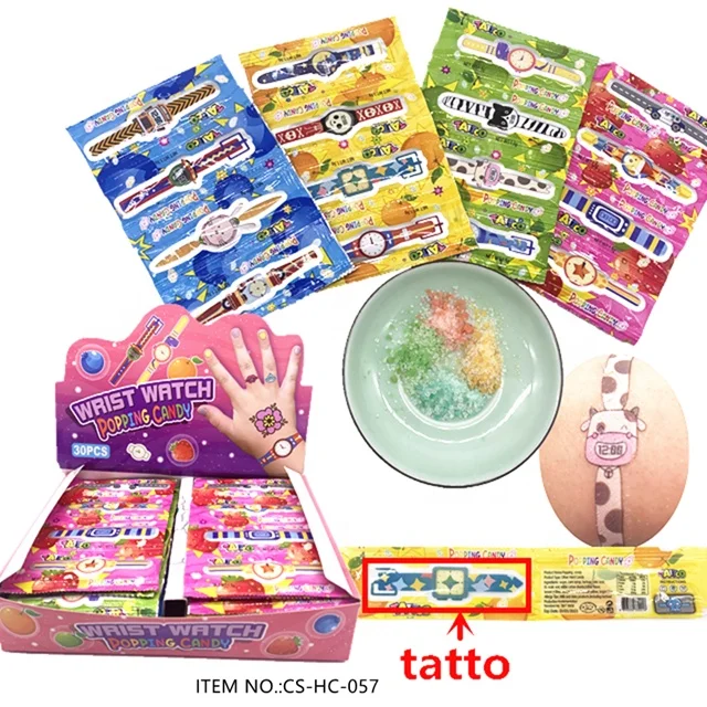 Высококачественные сладкие смешанные конфеты с фруктовым вкусом, часы нового типа, наклейки для татуировок