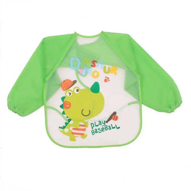 Cute Cartoon Animals Baby Bibs Eva Waterproof Colorful Children Bib Full Sleeve Children Apron Long Sleeve Feeding Bibs