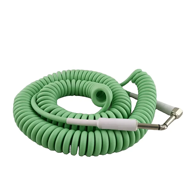 Light green 1/4inch Guitar spring Cable, 6.35 jack Musical Instrument guitar Spring Wire 10ft 30ft