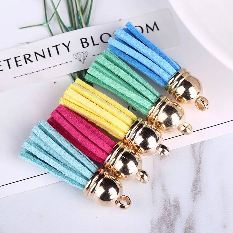Wholesale Cheap Keychain Eco-friendly Colorful Faux Leather Tassels For DIY Craft