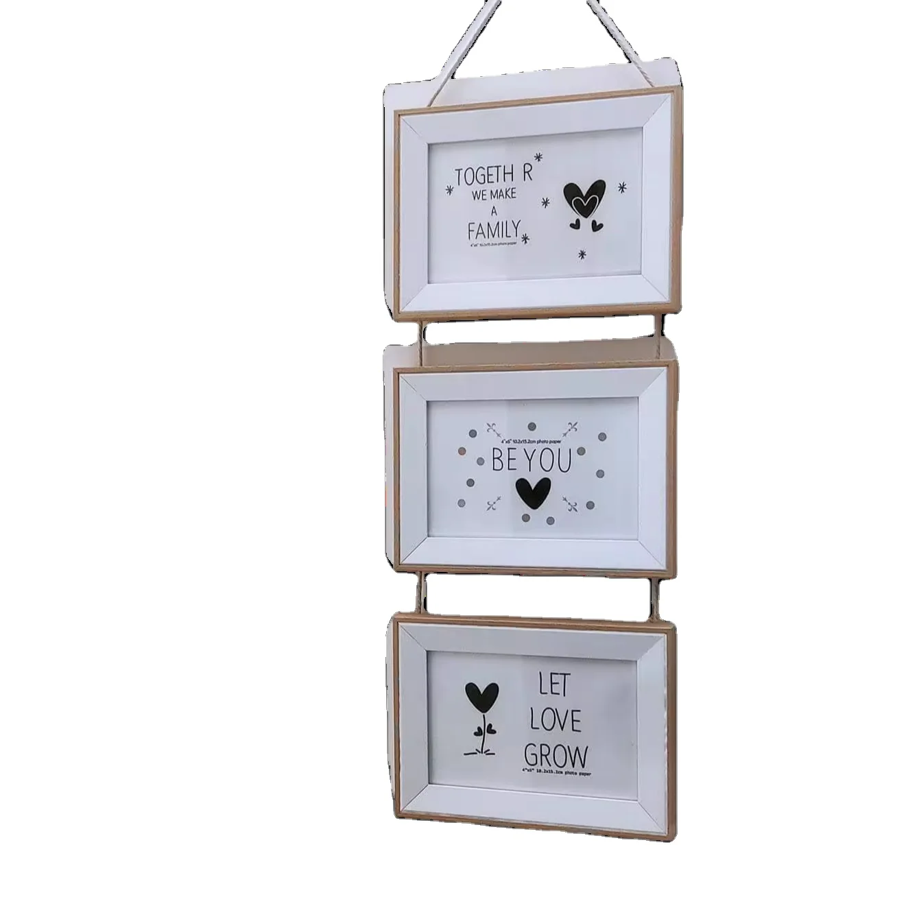 Wood MDF photo frame 4*6 5*7 horizontal plate original wood color gray three piece picture frame wall hanging simple wholesale