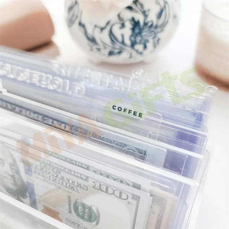 custom acrylic crystal cash tray cash holder organizer cash stuffing saving budget  money organizer planning board with divider