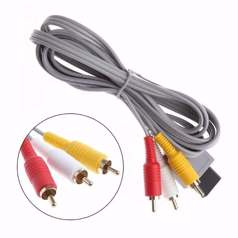 Новый Аудио Видео AV композитный 3RCA ТВ кабель Шнур для консоли Nintendo Wii AV Кабель 1,8 м