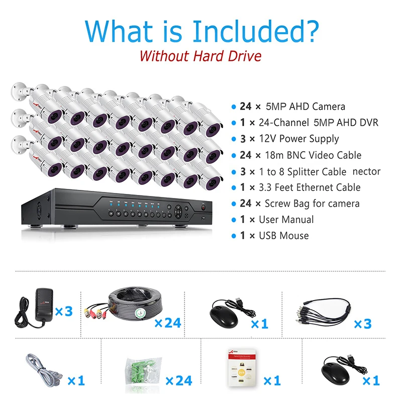 Anran 24 канала 5mp HD аналоговая камера AHD DVR НАБОРЫ 5MP-N система безопасности