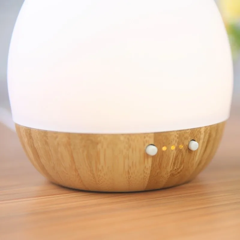 
Frosted Glass Vase Shape Natural Bamboo Ultrasonic Warm Light Scent Electric Diffuser 