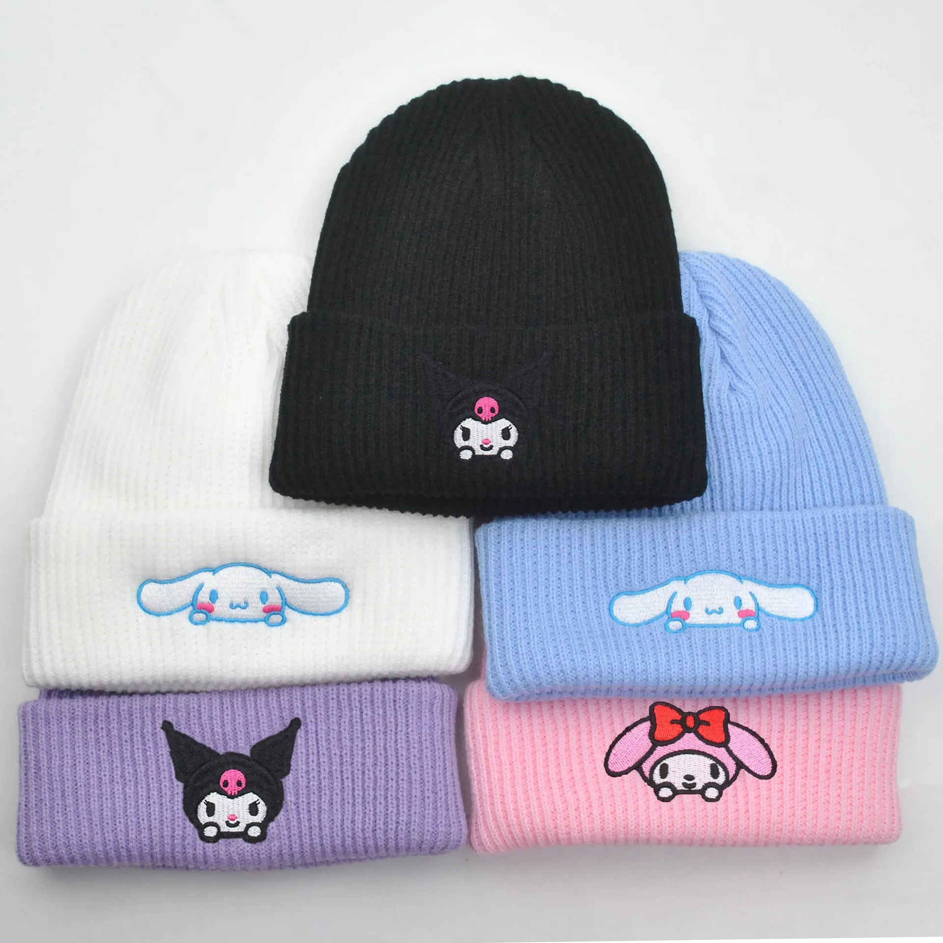 Kuromi Melody Cute Cartoon Embroidery Knitted Hat