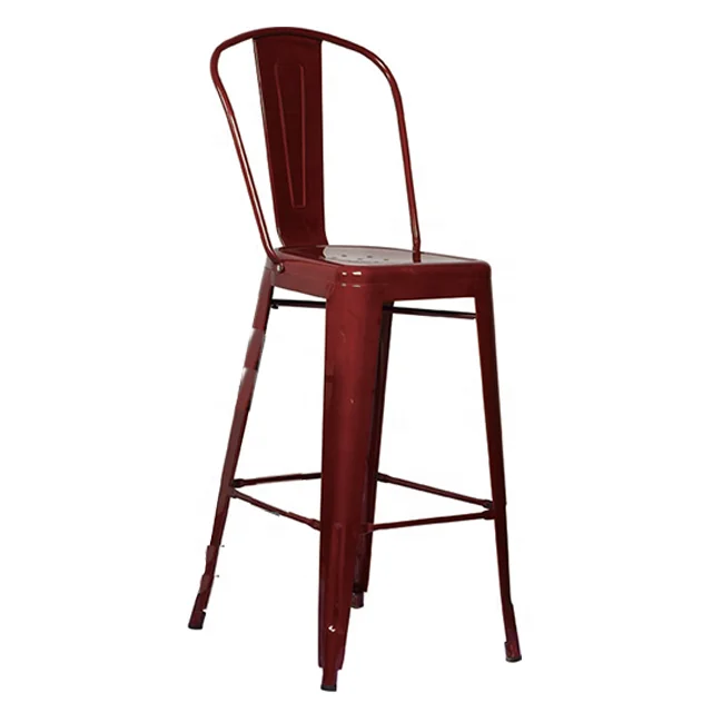 Iron Coffee Shop Metal Bar Stools China with Backrest High Chairs For Bars Using