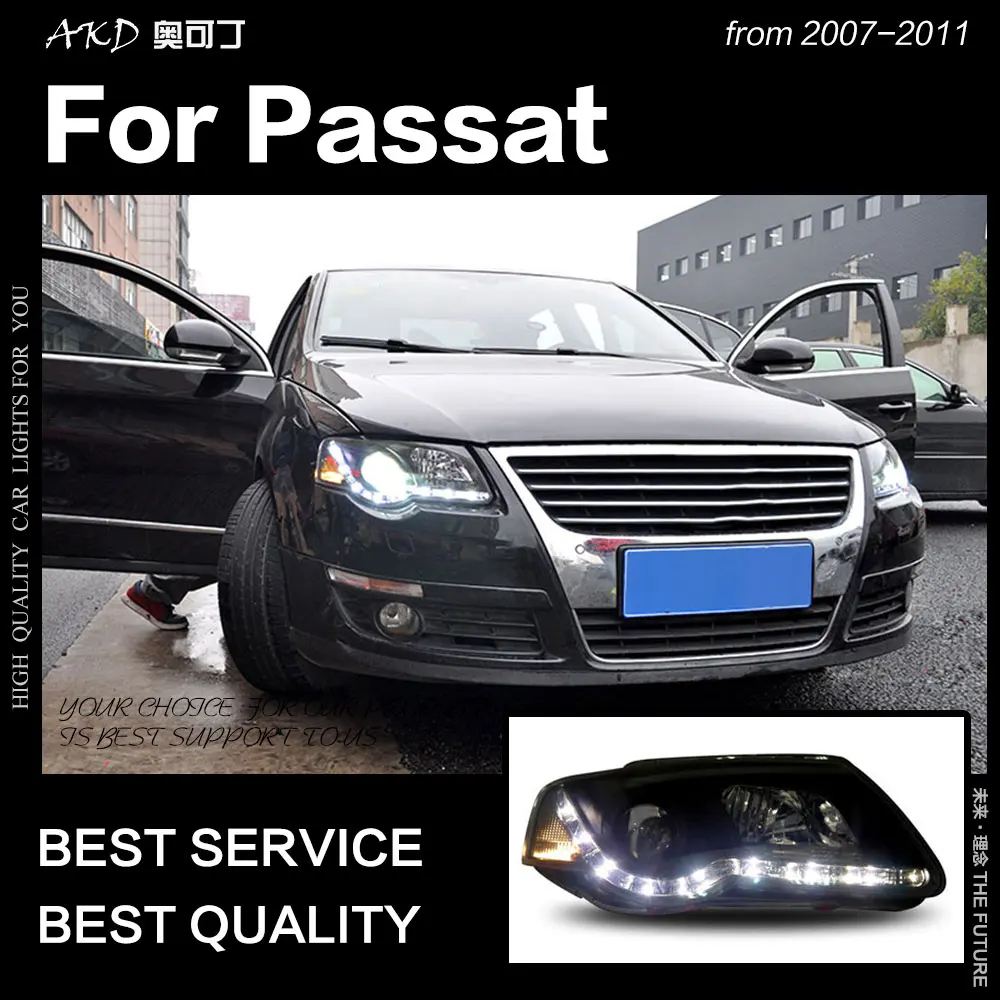 AKD Car Styling Head Lamp for VW Passat Headlights 2007-2011 Magotan B6 LED Headlight DRL Hid Bi Xenon Auto Accessories