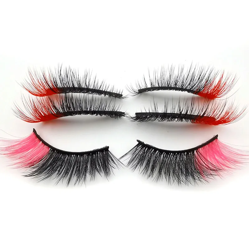 5 pairs/Tray 5D stereo Faux mink Fur Luminous Fluorescent Colorful  colored lashes on the sides stage False eyelashes