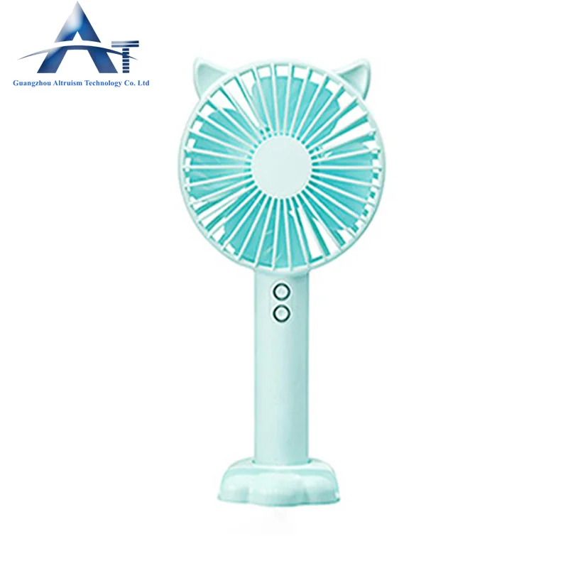 Hot Sale Cute Cartoon  3 Speed Electric Fan Cat USB Charging Handheld Mini Fan N10