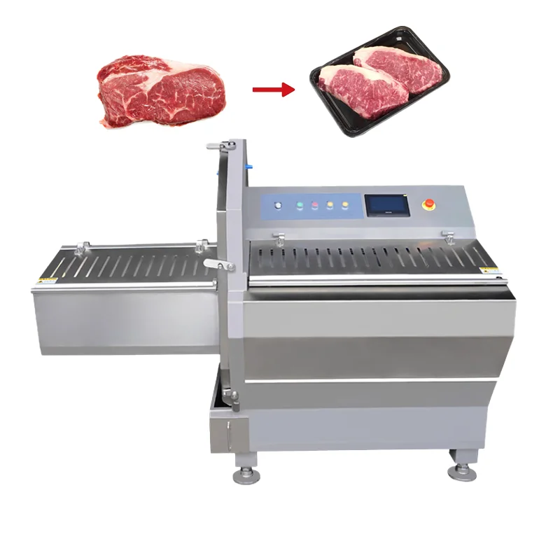 cooked beef meat slice cut machine frozen slicing with conveyor