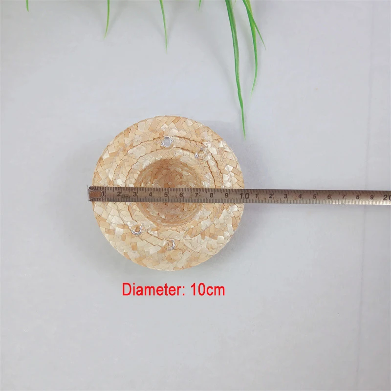 Pet straw hat Spring Summer Straw mini hat Vintage Farmer adjustable DIY doll decorated straw hat mini