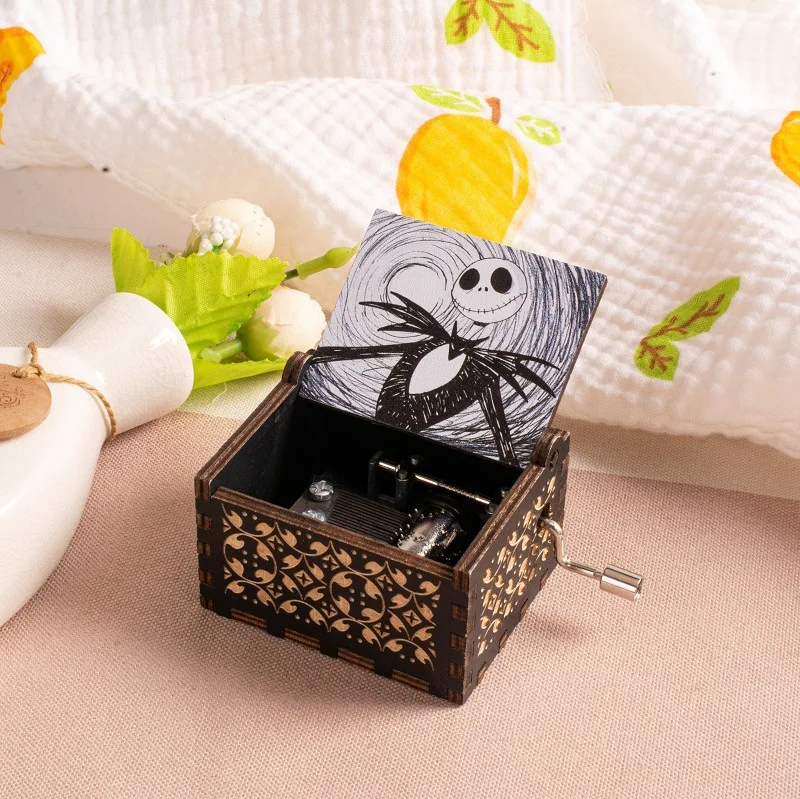 Wholesale Good Price Halloween Theme Music Box Wooden Hand Cranked Mini Size Music Box