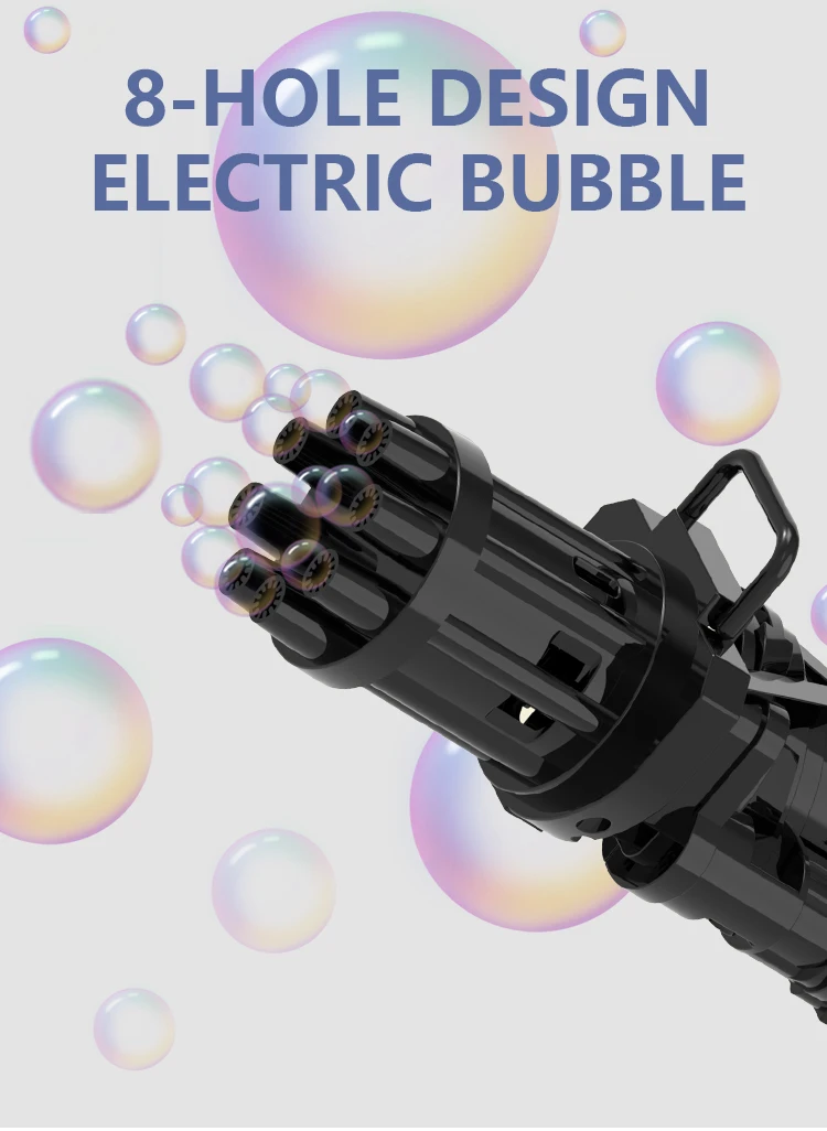 2021 new portable toy blower bubble maker activity Automatic handheld solid colour 8 Hole gatling bubble machine bubble gun
